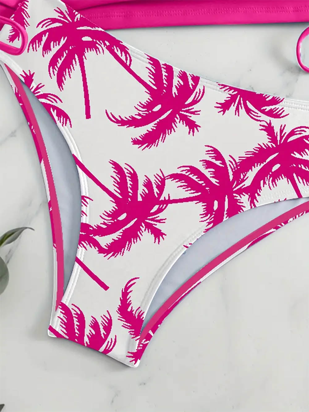 Coconut Tree Halter Tie Neck Backless Stretchy Swimsuit | ZAKAPOP