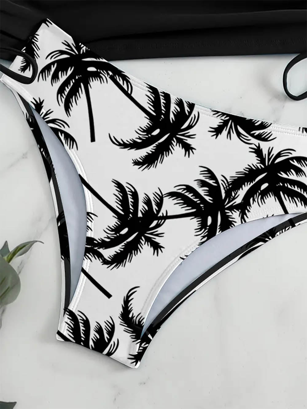 Coconut Tree Halter Tie Neck Backless Stretchy Swimsuit | ZAKAPOP