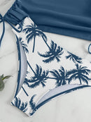 Coconut Tree Halter Tie Neck Backless Stretchy Swimsuit | ZAKAPOP