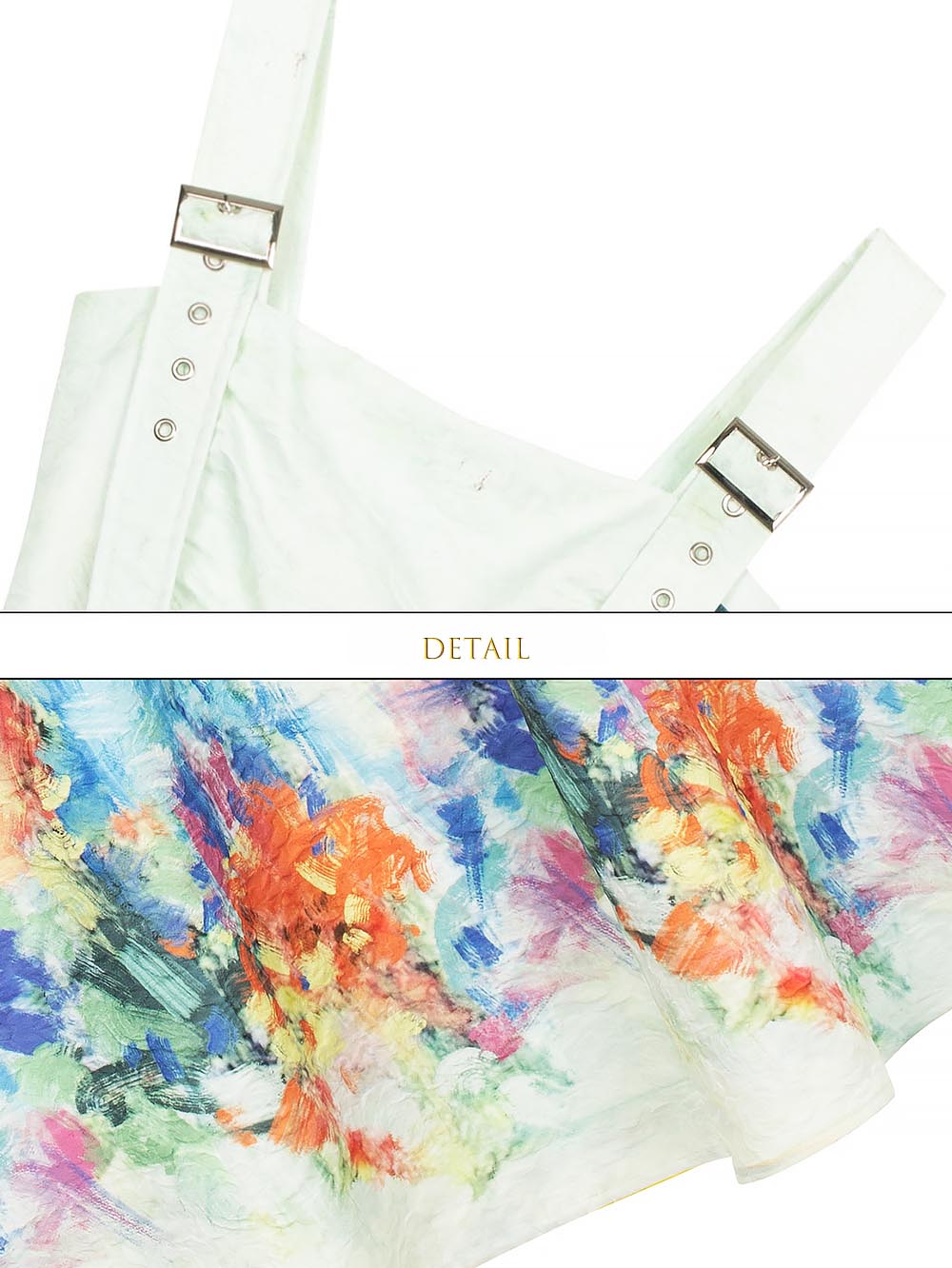 Colorful Art Jacquard Cinched-Waist Strap Dress | ZAKAPOP