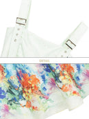 Colorful Art Jacquard Cinched-Waist Strap Dress | ZAKAPOP