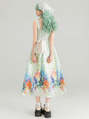 Colorful Art Jacquard Cinched-Waist Strap Dress | ZAKAPOP