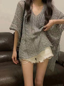 Crochet Tassel Hollow Tie Shawl Cover-up | ZAKAPOP