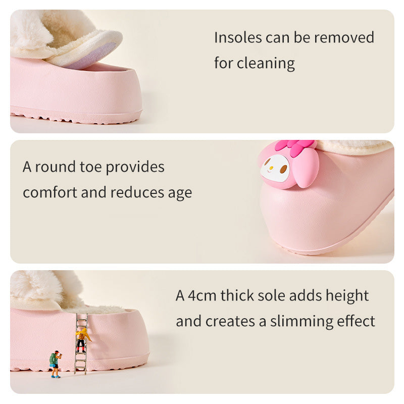 Cute Cartoon Character Thick Sole Waterproof Winter Slippers | ZAKAPOP