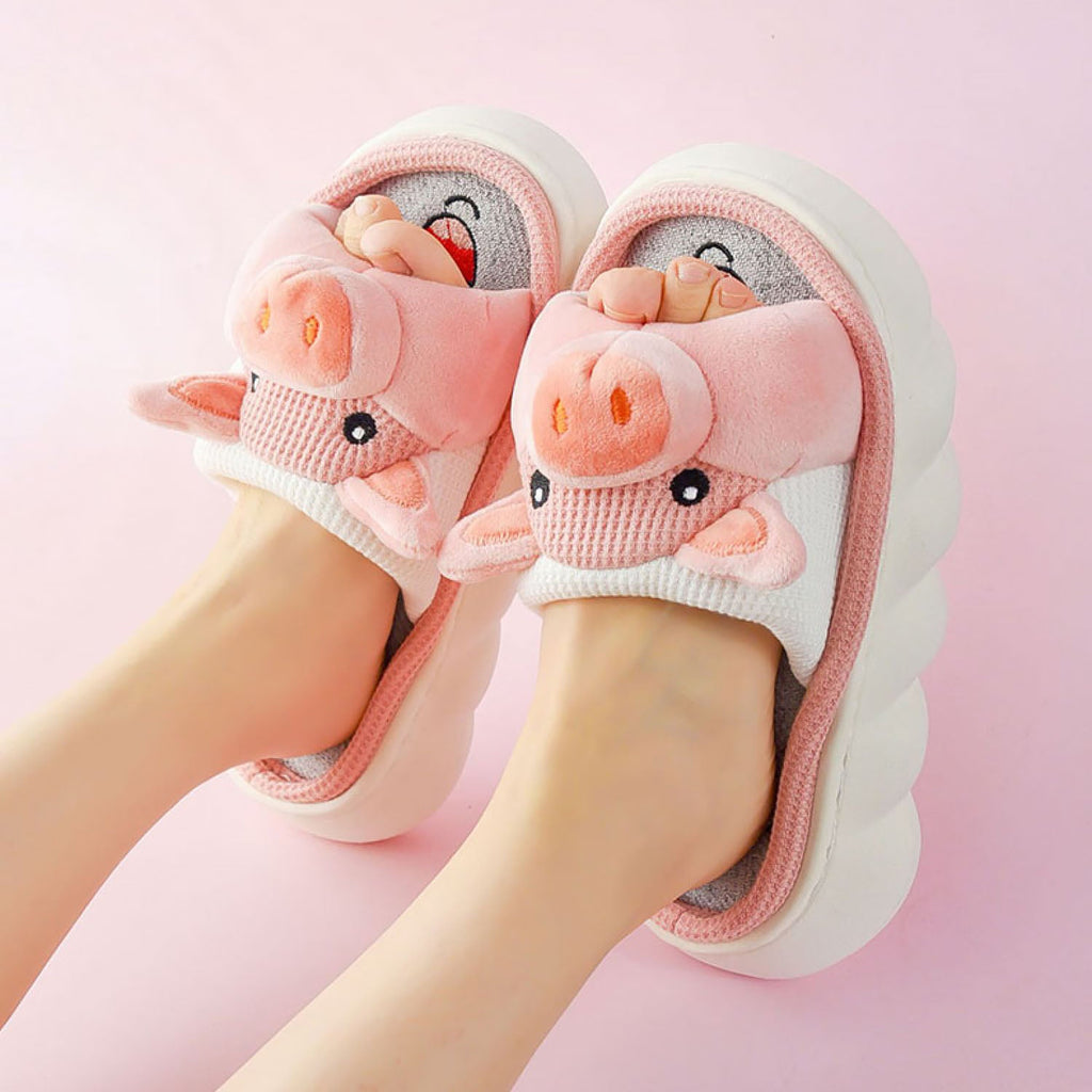 Cute Cartoon Thick Sole Piggy Slippers | ZAKAPOP