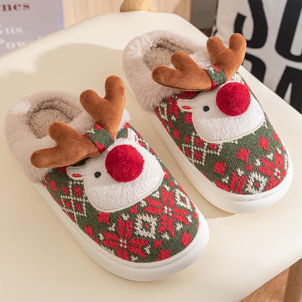Cute Christmas Reindeer Winter Slippers | ZAKAPOP