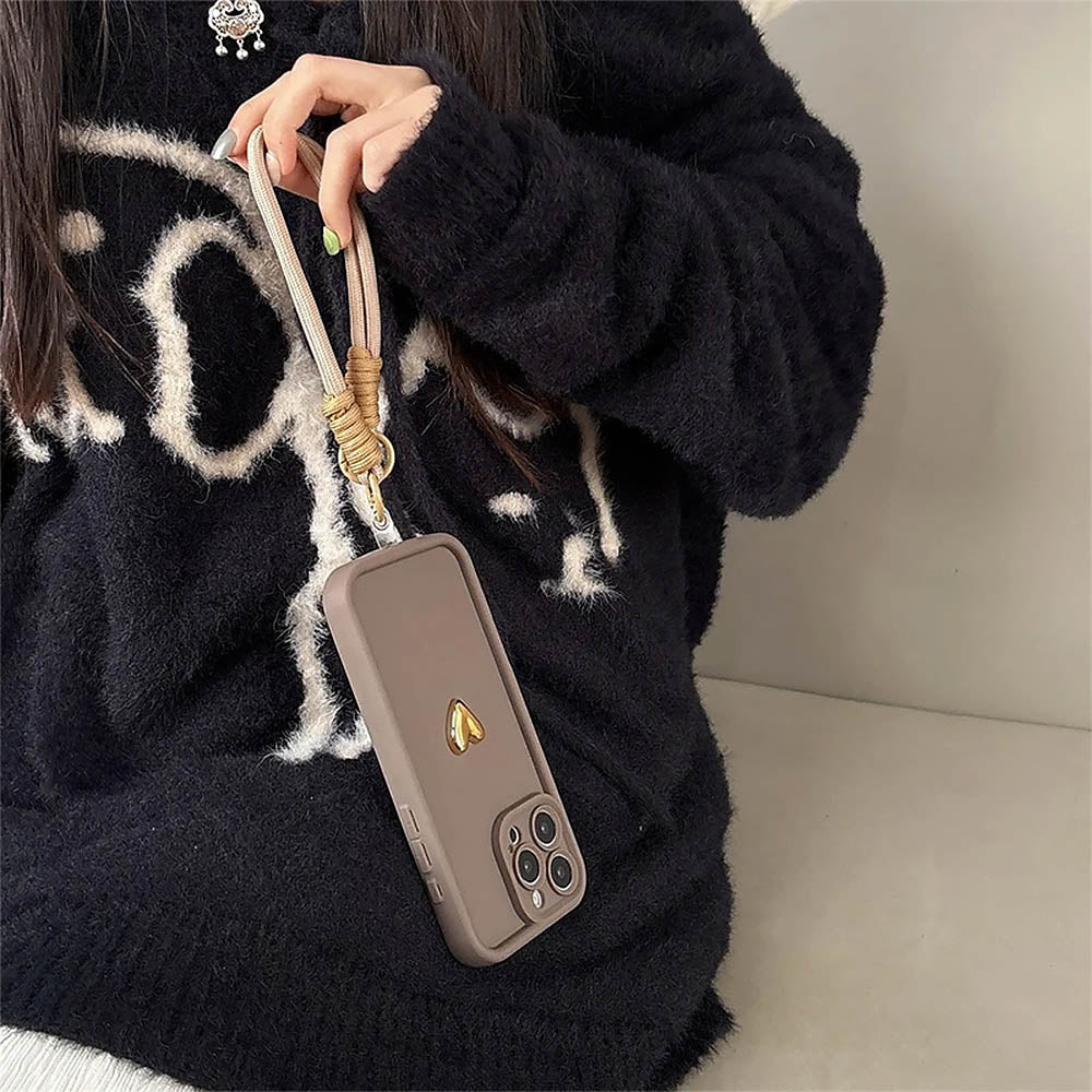 Cute Korean 3D Golden Love Heart Soft iPhone Case | ZAKAPOP