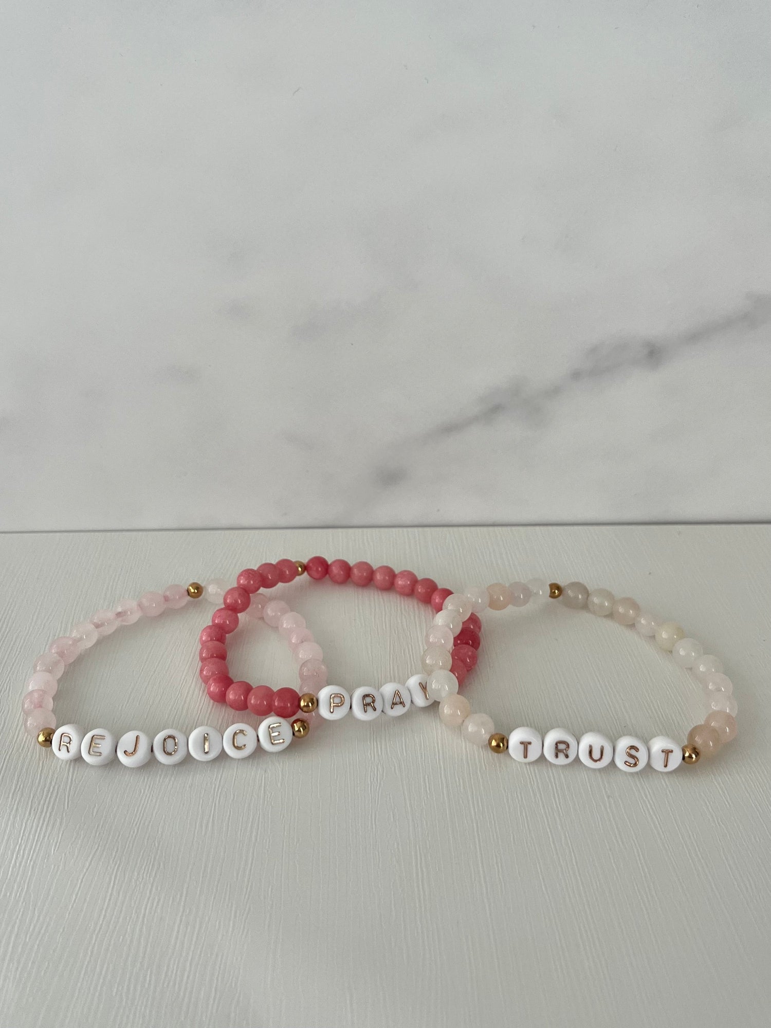Rejoice Pray Trust Opal Bracelet Set