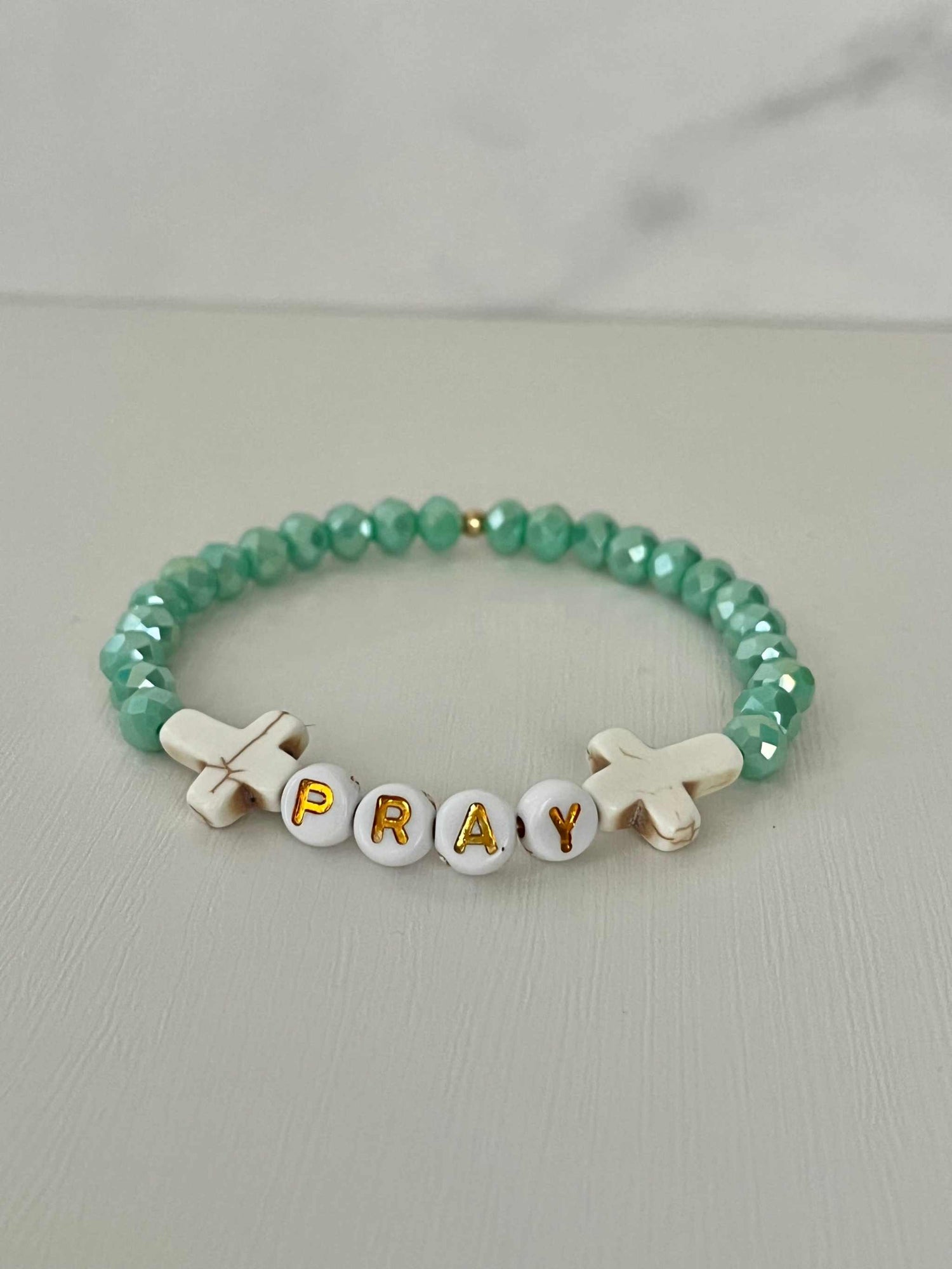 PRAY Mint Faceted Beaded Bracelet | Beautiful Faith-Inspired Jewelry
