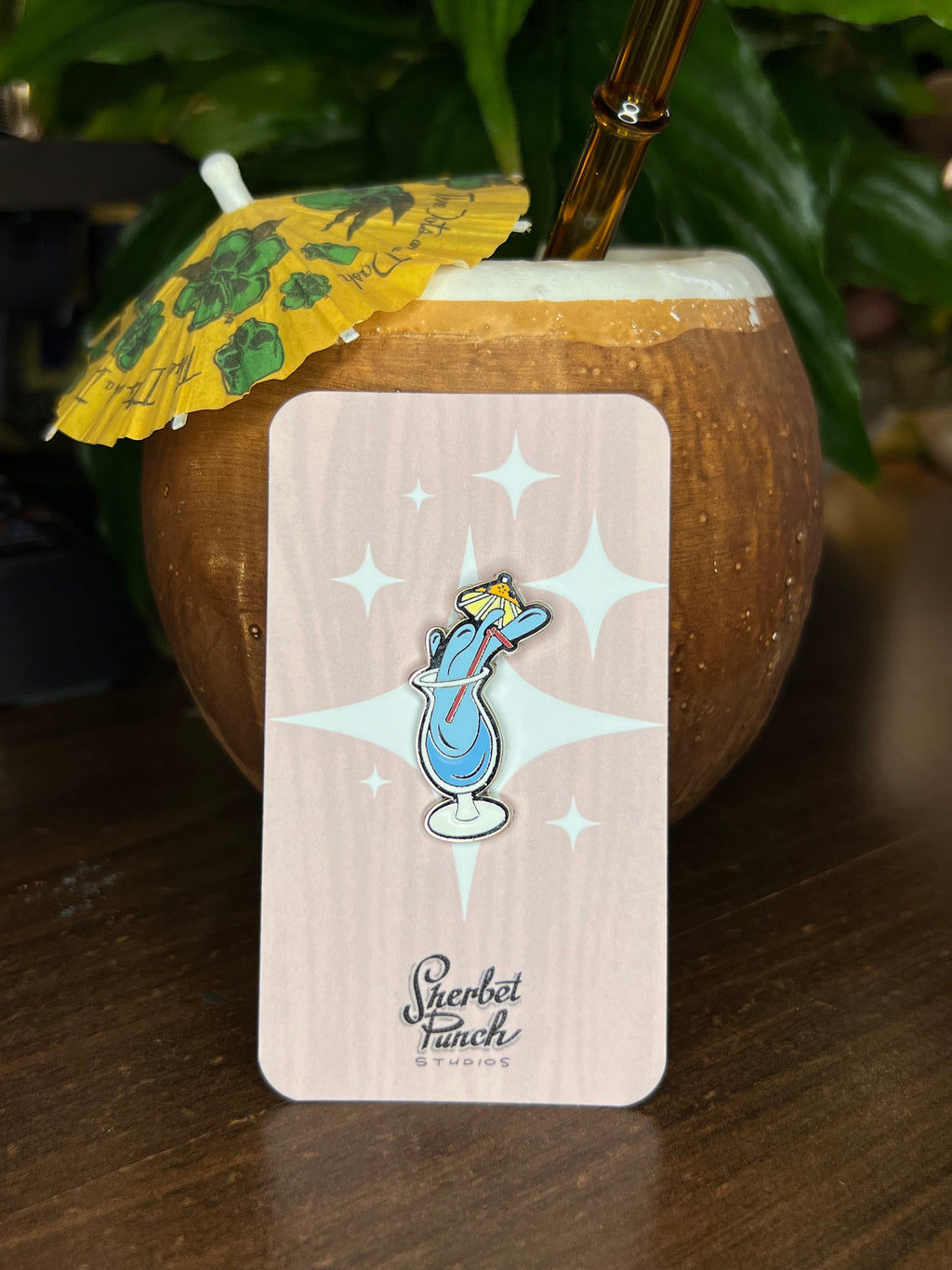 Hurricane cocktail enamel pin