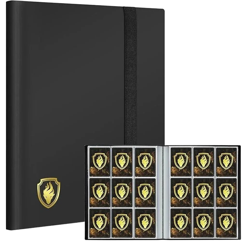 Trading Card Binder 9 Pocket, PU Cover Card Collection Binder for 360 Cards - BLACK