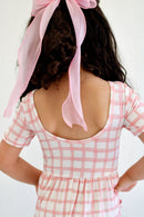 Bubblegum Check Bamboo Romper