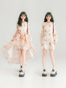 Fluttering Floral Square Collared Versatile Dress | ZAKAPOP