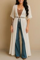 Boho Breeze Lace Long Duster