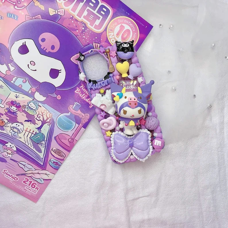 Girls' Color Kuromi Handmade Cream Phone Case | ZAKAPOP