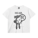 HEAR Streetwear Tee White Cotton T Shirt Classic Fit 180 GSM DTG Print