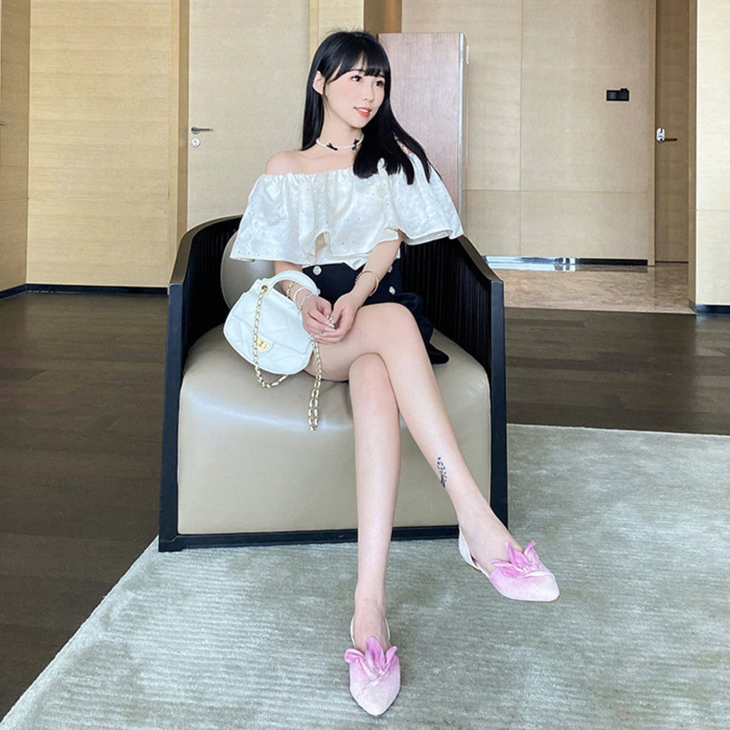 Handmade Pink Satins Flower Pointed Toe Flat Shoes | ZAKAPOP