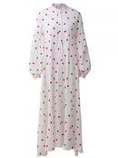 Heart-Shaped Polka Dot Print Casual Split Long Skirt | ZAKAPOP