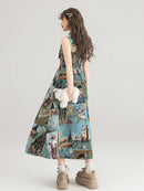 High-End Jacquard Oil Painting Style Pinafore Dress | ZAKAPOP