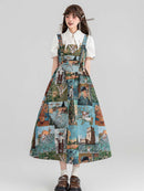 High-End Jacquard Oil Painting Style Pinafore Dress | ZAKAPOP