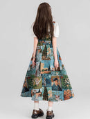 High-End Jacquard Oil Painting Style Pinafore Dress | ZAKAPOP