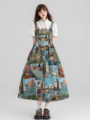 High-End Jacquard Oil Painting Style Pinafore Dress | ZAKAPOP
