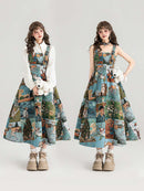 High-End Jacquard Oil Painting Style Pinafore Dress | ZAKAPOP