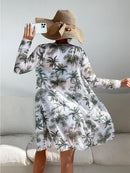 Women's Coconut Tree Print Three-Piece Set Swimsuit with Long-Sleeve Ins Hoodie | ZAKAPOP