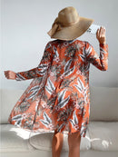 Women's Coconut Tree Print Three-Piece Set Swimsuit with Long-Sleeve Ins Hoodie | ZAKAPOP