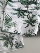 Women's Coconut Tree Print Three-Piece Set Swimsuit with Long-Sleeve Ins Hoodie | ZAKAPOP