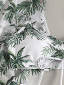 Women's Coconut Tree Print Three-Piece Set Swimsuit with Long-Sleeve Ins Hoodie | ZAKAPOP