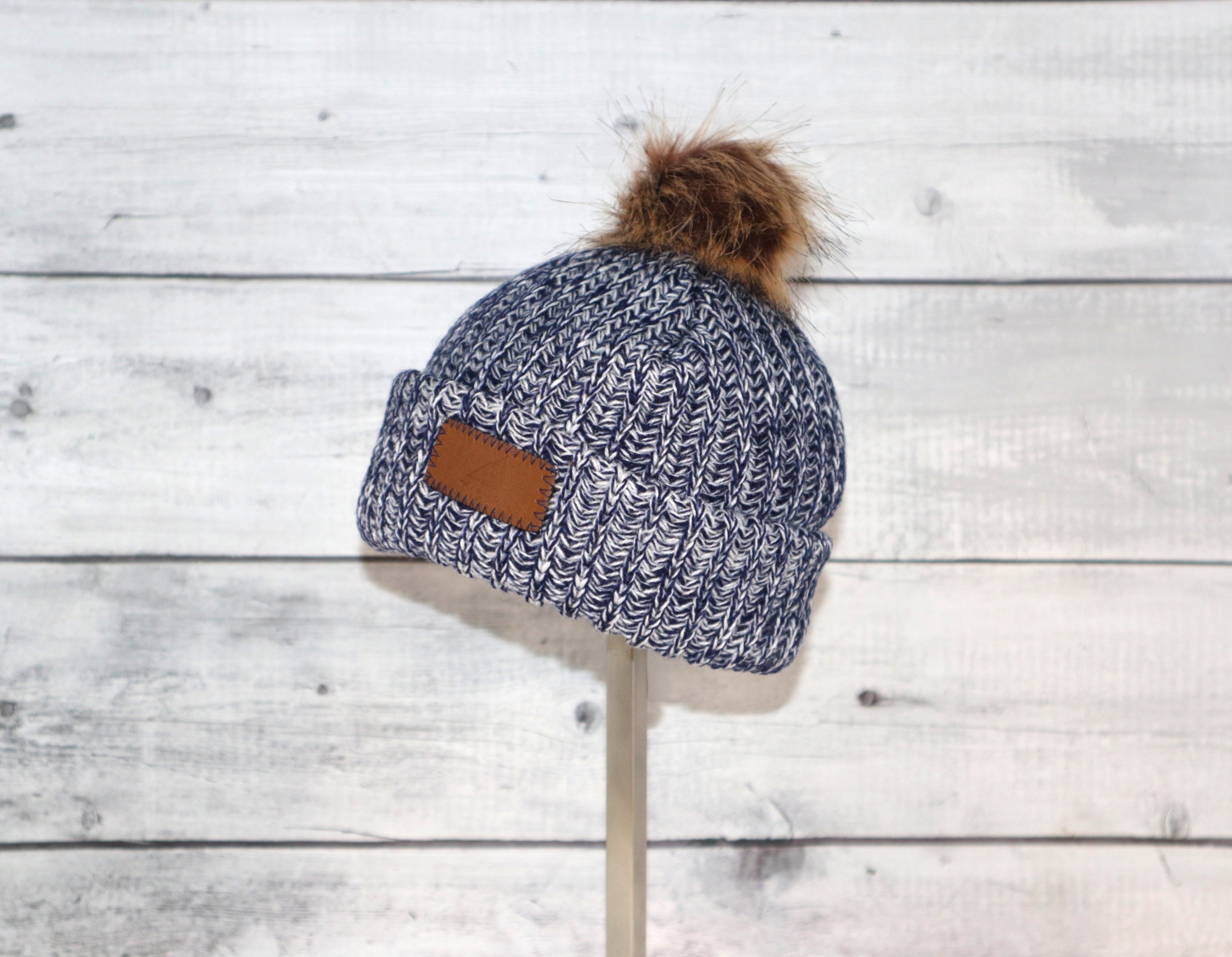 Infant Acrylic Ribbed Cuff with Pom Hat