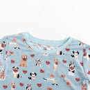 Pups & Kisses (Long Sleeve PJ) - Blue