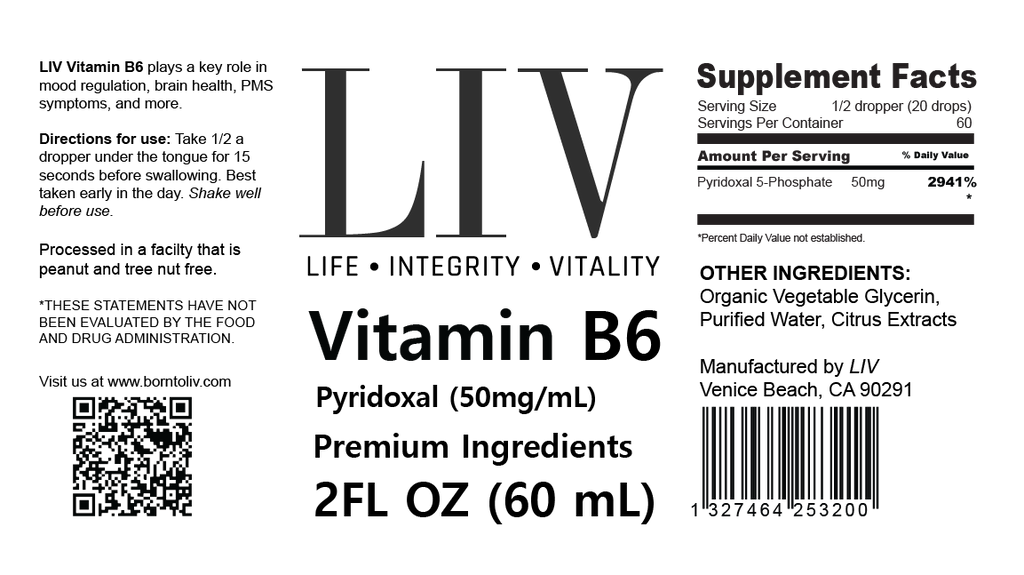Vitamin B6 Pyridoxal Liquid (5-Phosphate 50mg, 60 servings)