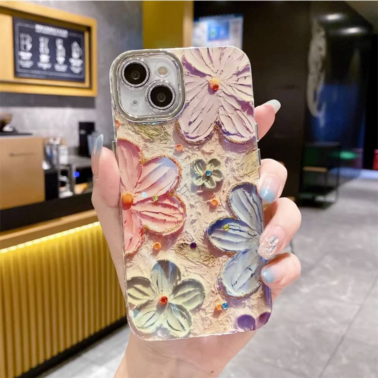 Luxury Glitter Flower Pattern Laser Phone Case | ZAKAPOP