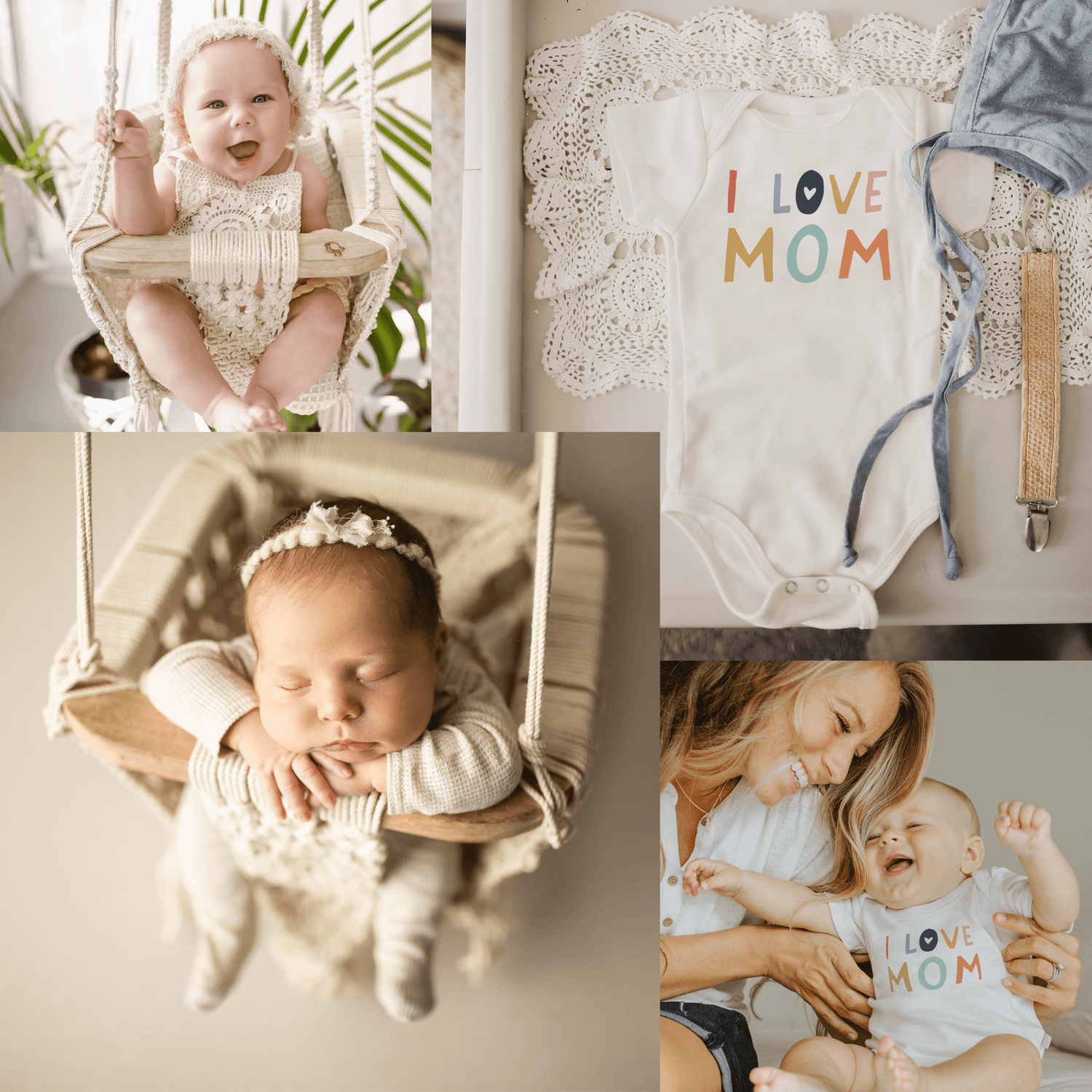 Macrame Swing &amp; Love Mom Bodysuit Bundle