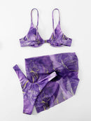 Marble Print Underwire Swimsuit With Beach Skirt | ZAKAPOP