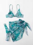 Marble Print Underwire Swimsuit With Beach Skirt | ZAKAPOP