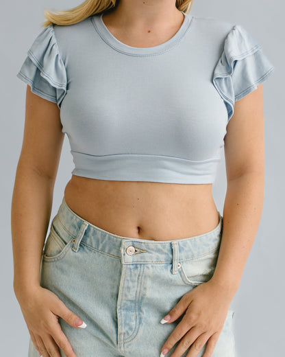 Ruffle Sleeve Halftee