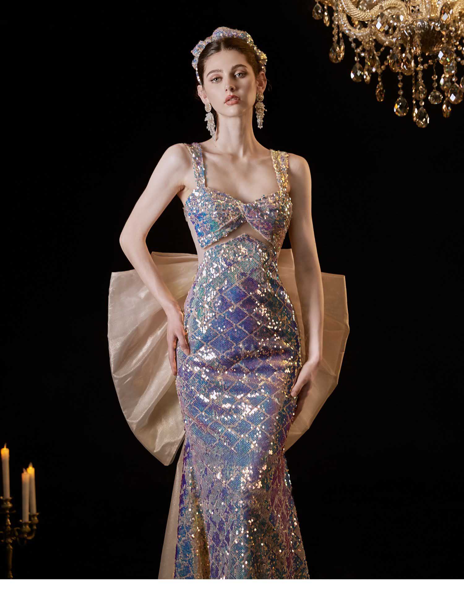 Mermaid Tail Glitter Wedding Dress | ZAKAPOP