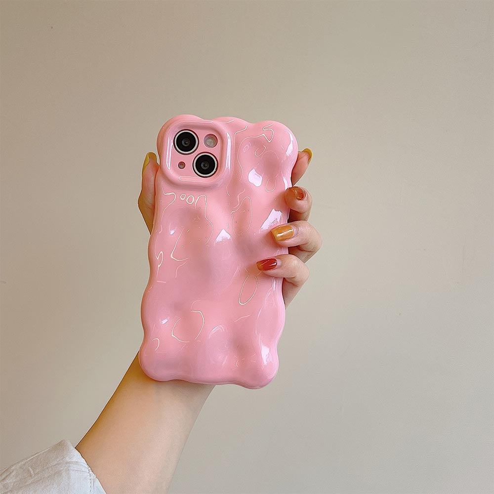 Minimalist Solid Color Macaron Wave Pleated Phone Case | ZAKAPOP