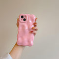 Minimalist Solid Color Macaron Wave Pleated Phone Case | ZAKAPOP
