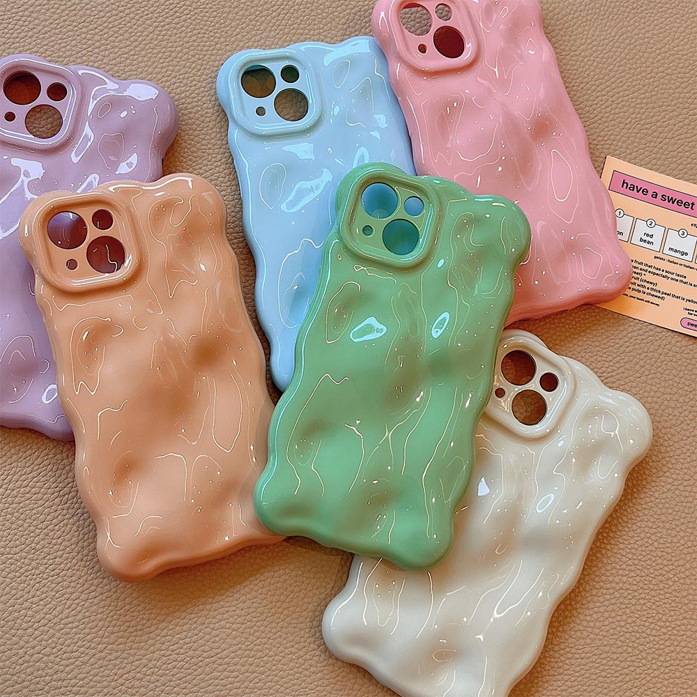 Minimalist Solid Color Macaron Wave Pleated Phone Case | ZAKAPOP