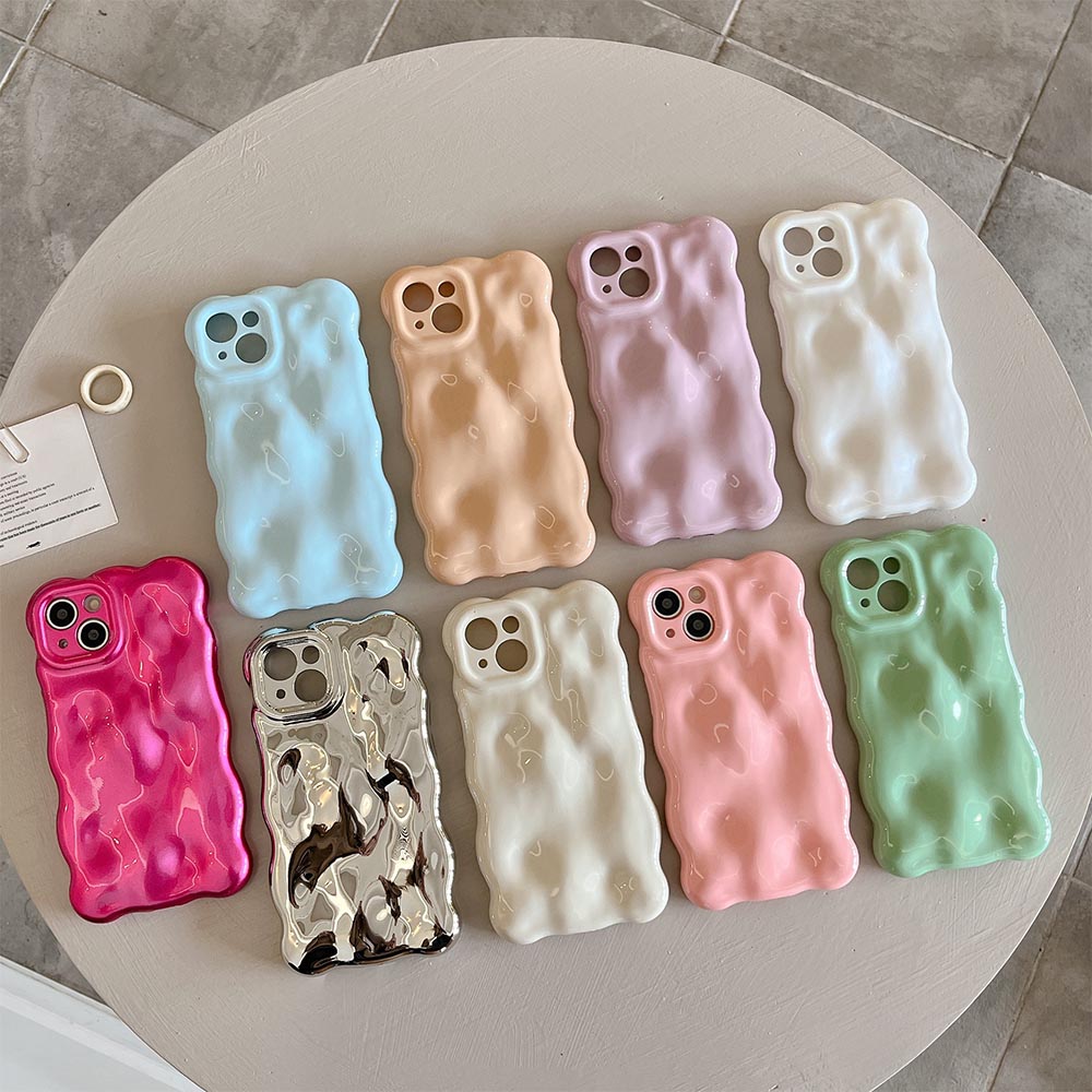 Minimalist Mirror Effect Wave Pleated iPhone Case | ZAKAPOP