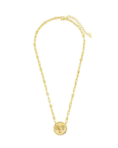 Bold CZ Zodiac Link Pendant Necklace