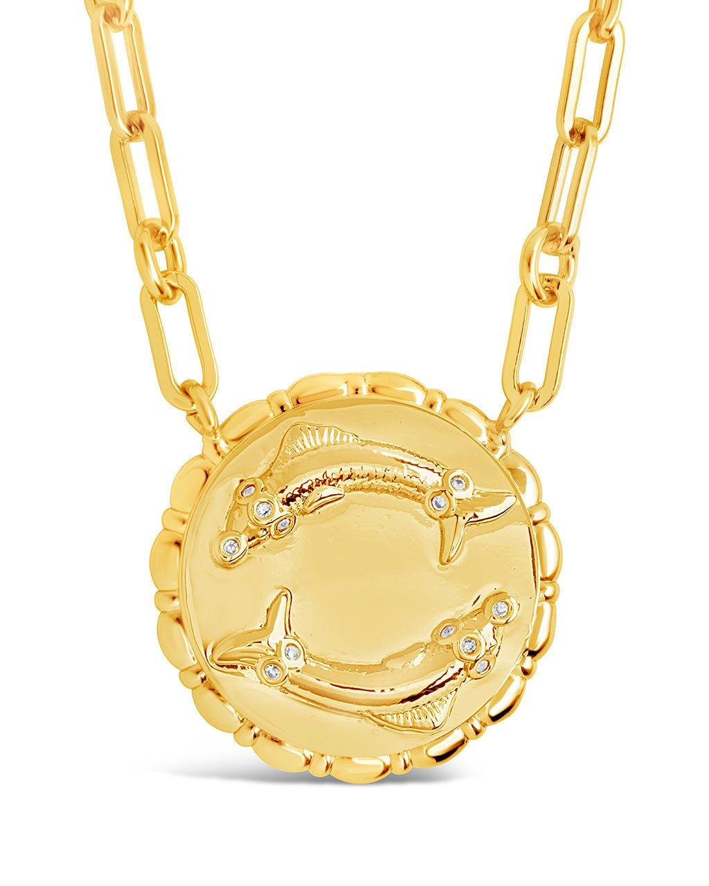 Bold CZ Zodiac Link Pendant Necklace