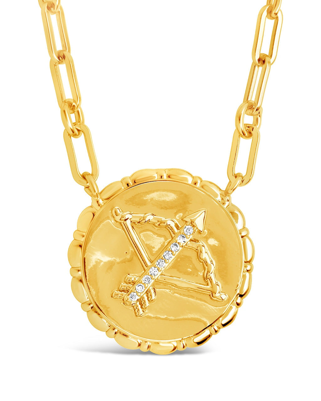 Bold CZ Zodiac Link Pendant Necklace