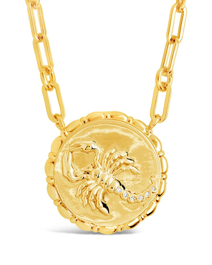 Bold CZ Zodiac Link Pendant Necklace
