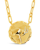 Bold CZ Zodiac Link Pendant Necklace
