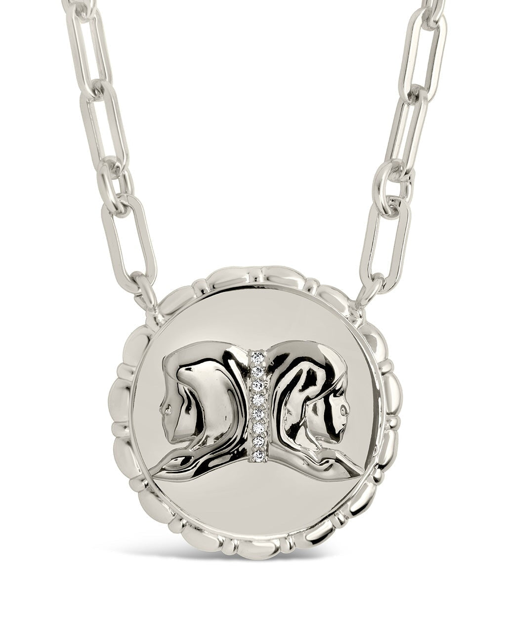 Bold CZ Zodiac Link Pendant Necklace